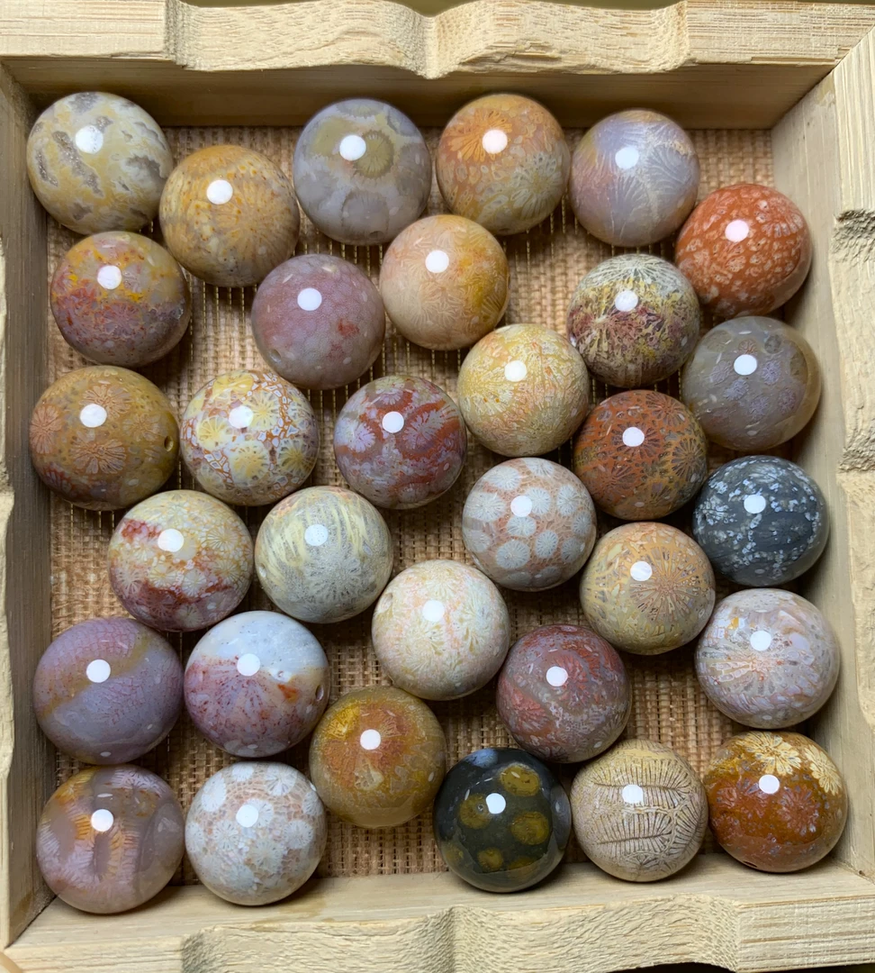 16mm精美圆珠值得收藏 天然珊瑚玉散珠DIY文玩手串