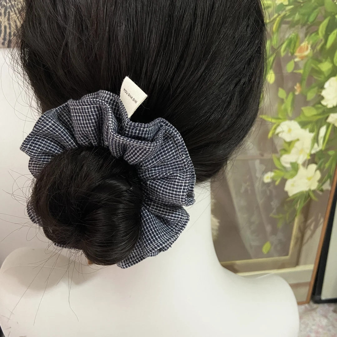 有啥柿自制—双层中肠藏蓝色小格子日常百搭肠圈