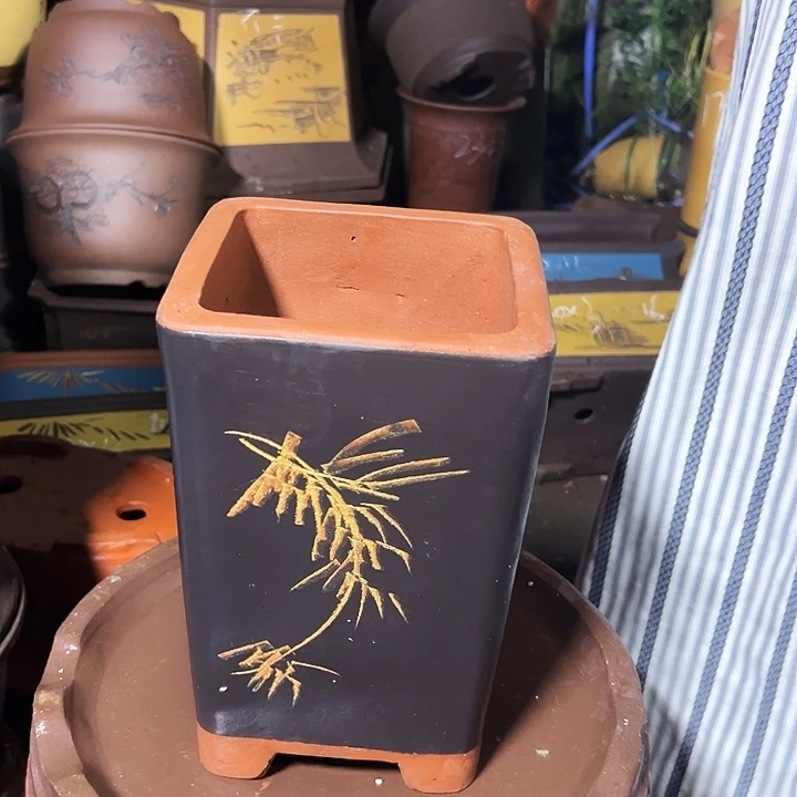 17黑四方花盆花盆×2