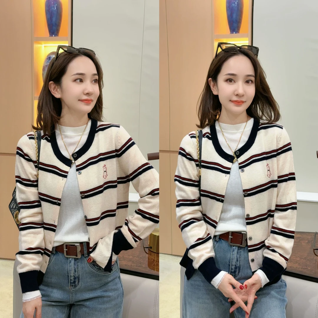 【轩姐特定】羊毛秋冬拼色条纹针织开衫XY241937 JDND轩羽