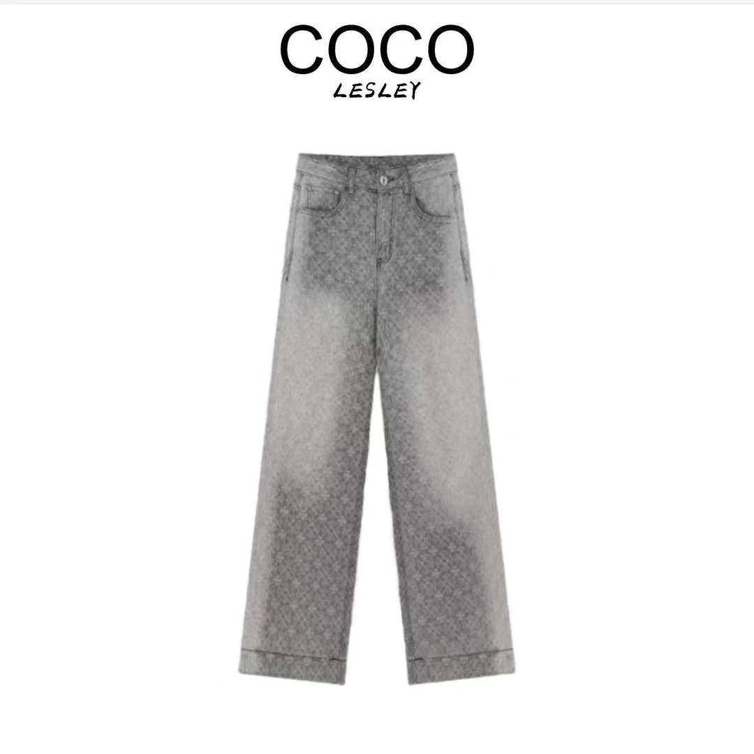 【COCO LESLEY】丹宁自由～春夏高定烫钻经典提花设计感牛仔阔腿裤