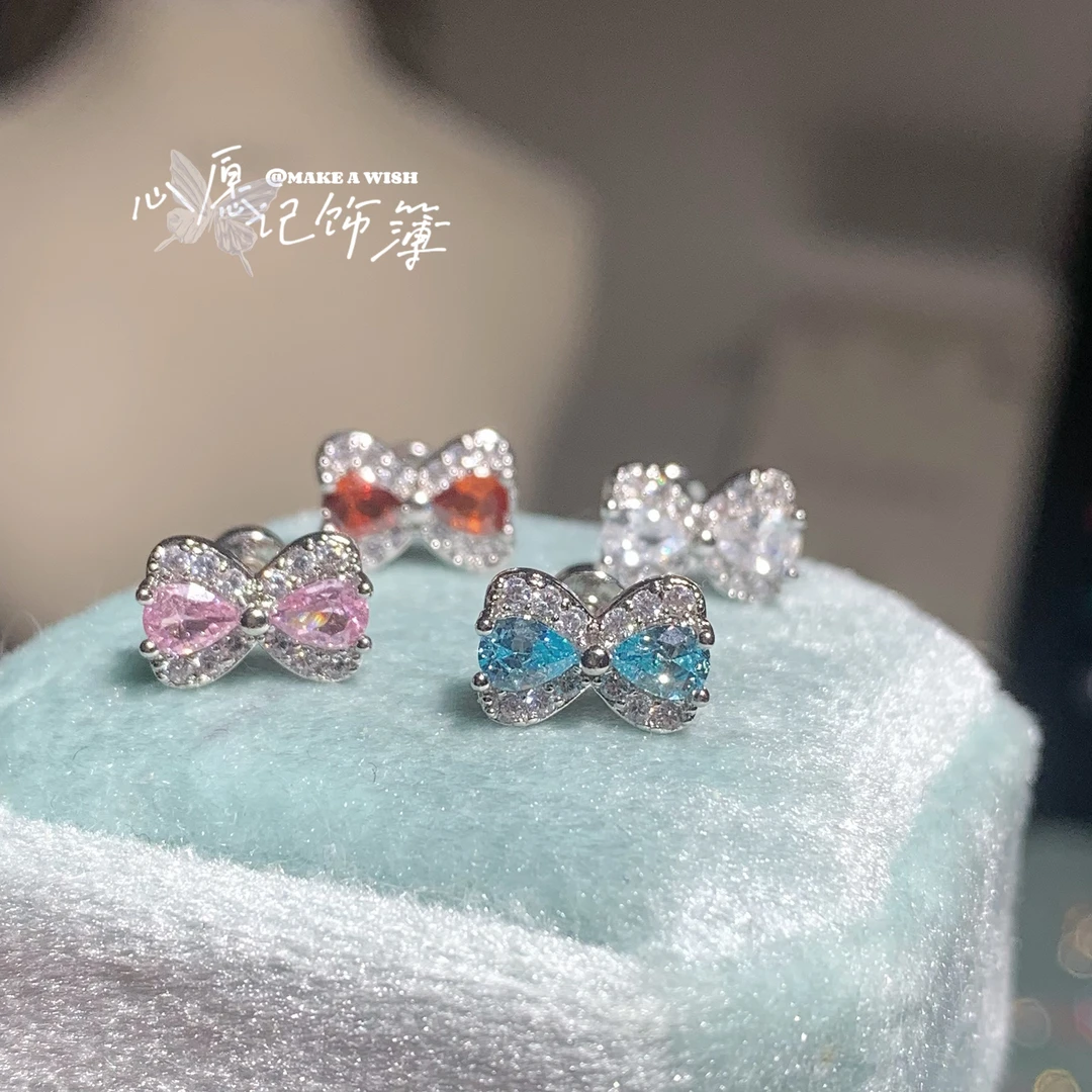 钛钢锆石耳饰 MAW 蝴蝶结/钛钢百搭可爱蝴蝶结耳钉耳骨钉