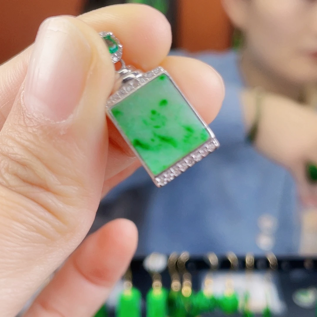 翡翠银S925镶嵌耳饰