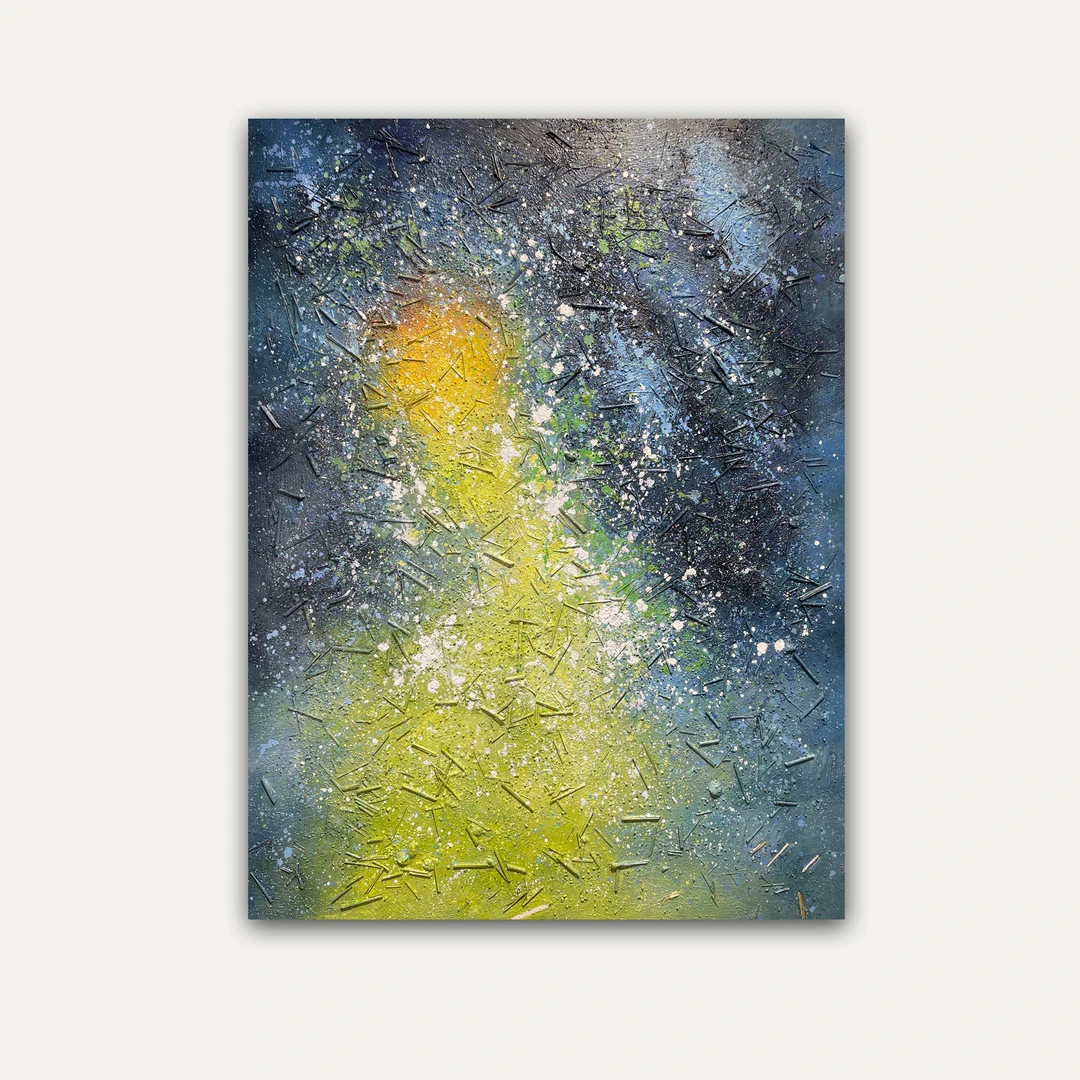 【星空】80*120艺术手绘肌理油画客厅玄关落地装饰画砂岩肌理风格