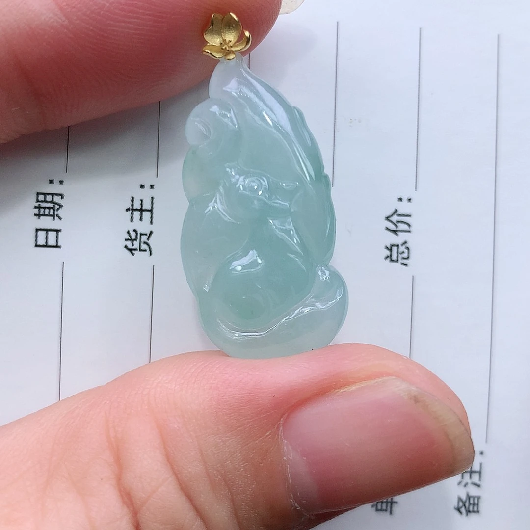 翡翠18K金镶嵌吊坠(不含链)