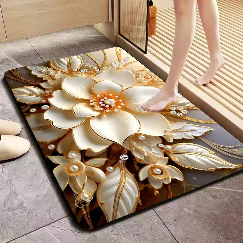 3D立体吸水垫奢华阳台浴室卧室 地垫  脚垫硅藻泥底1