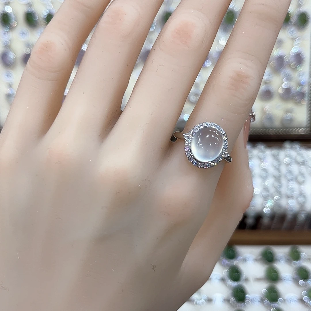 蛇纹石玉银S925镶嵌戒指