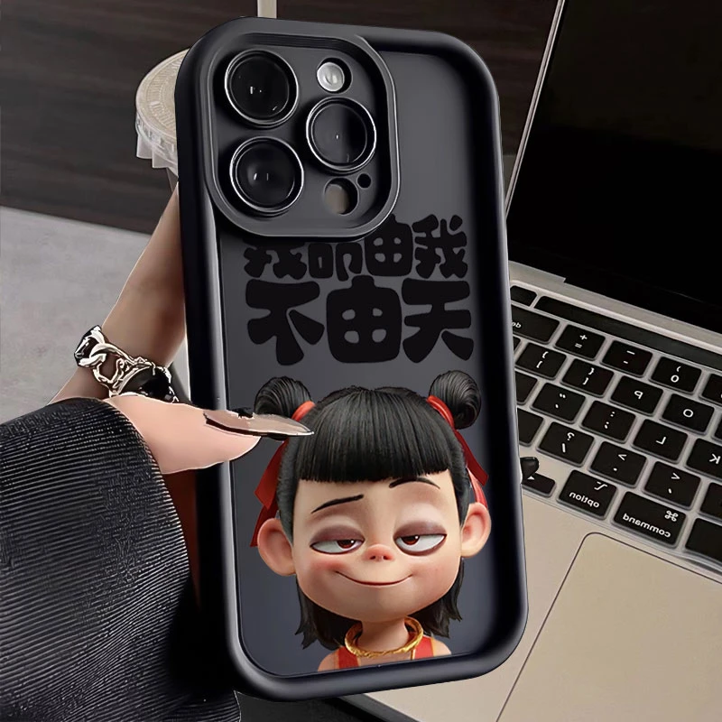 哪吒由我不由天适用iphone16苹果手机壳15promax金刚砂14软131211