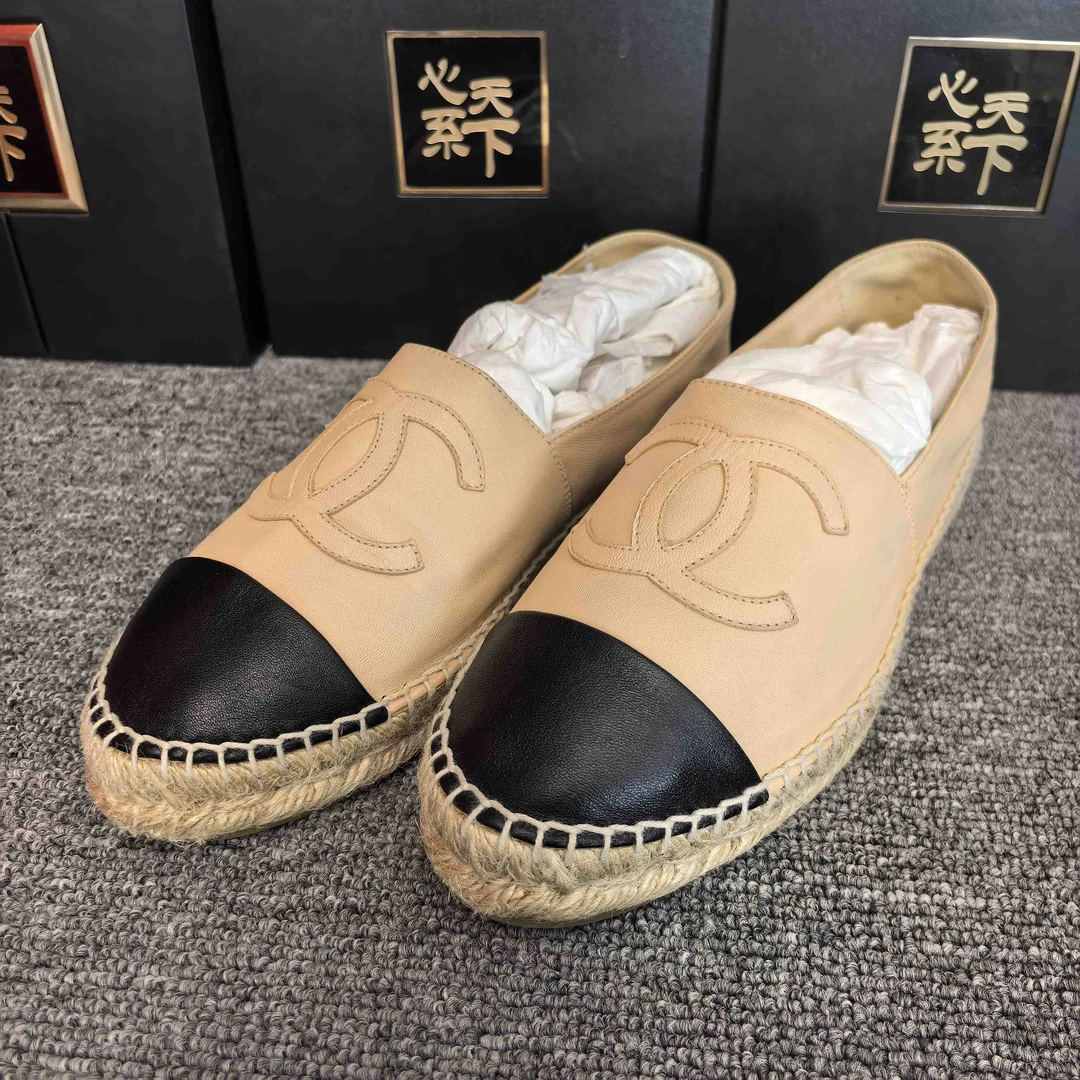 95新 Alexander McQueen/亚历山大·麦昆 香奈儿草编渔夫鞋38码