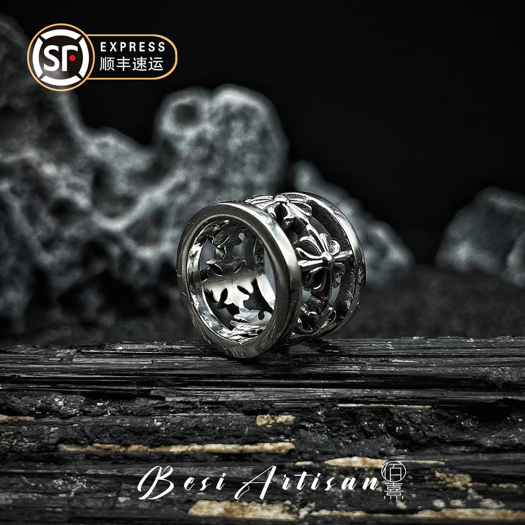 吊坠925银 纯银路路通项链吊坠转运十字架吊坠复古简约潮流项链