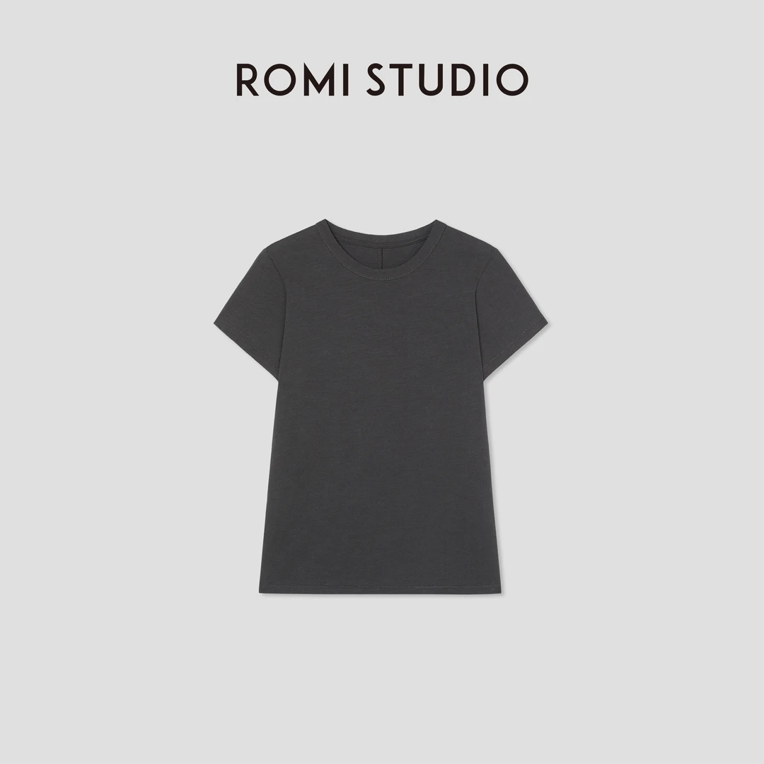 ROMI STUDIO“质感至上”棉质竹节肌理圆领正肩短袖T恤 RW24WSD1319
