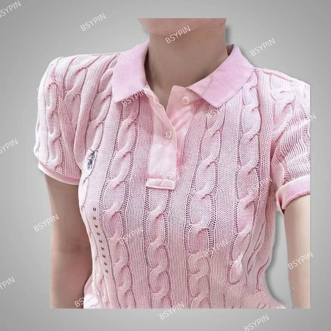 BSYPIN/伯尚优品新款修身时尚气质短袖棉麻花针织polo衫23020