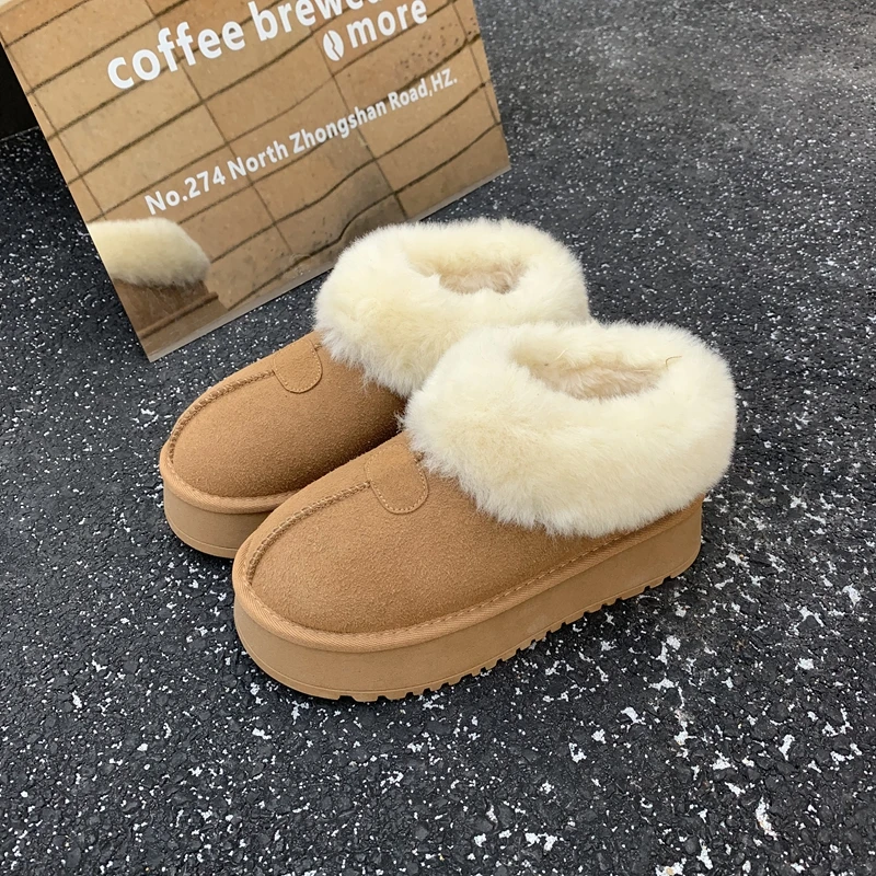 【沁墨女鞋】磨砂羊羔毛厚底雪地靴女士冬季毛毛鞋棉鞋防寒靴9901