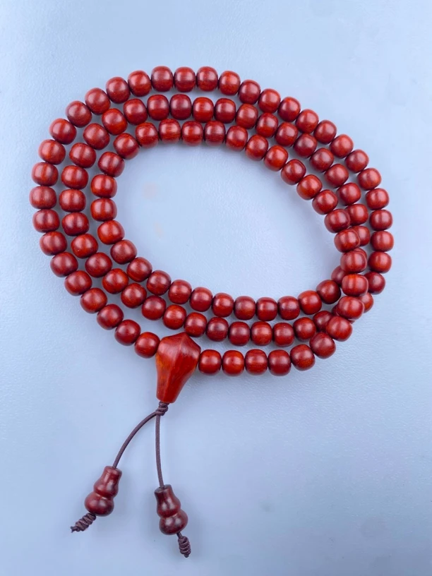 无胶无蜡印度小叶紫檀手串6*7mm顶泥鸡血红毛孔逆细腻高油高密