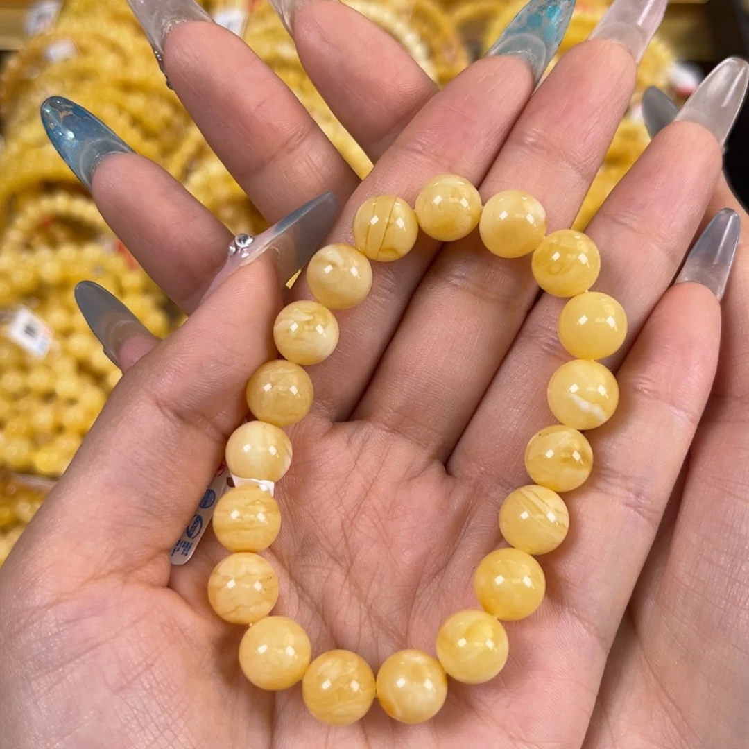 裸石琥珀未镶嵌奶咖妖花