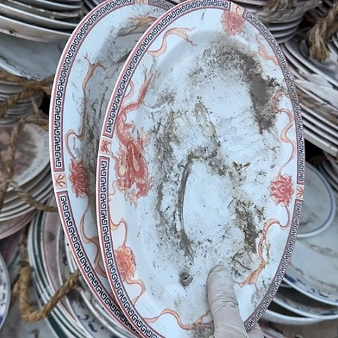 瓷片国营厂库存微瑕26-28厘米椭圆