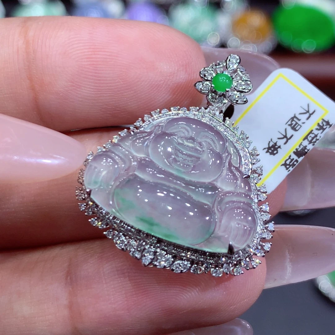 翡翠18K金镶嵌吊坠(不含链)