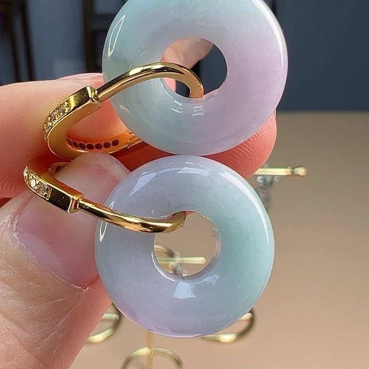 翡翠耳饰银S925镶嵌耳饰