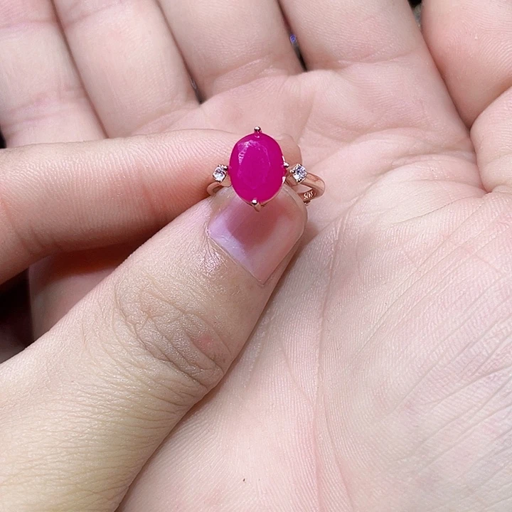 红宝石戒指银S925镶嵌