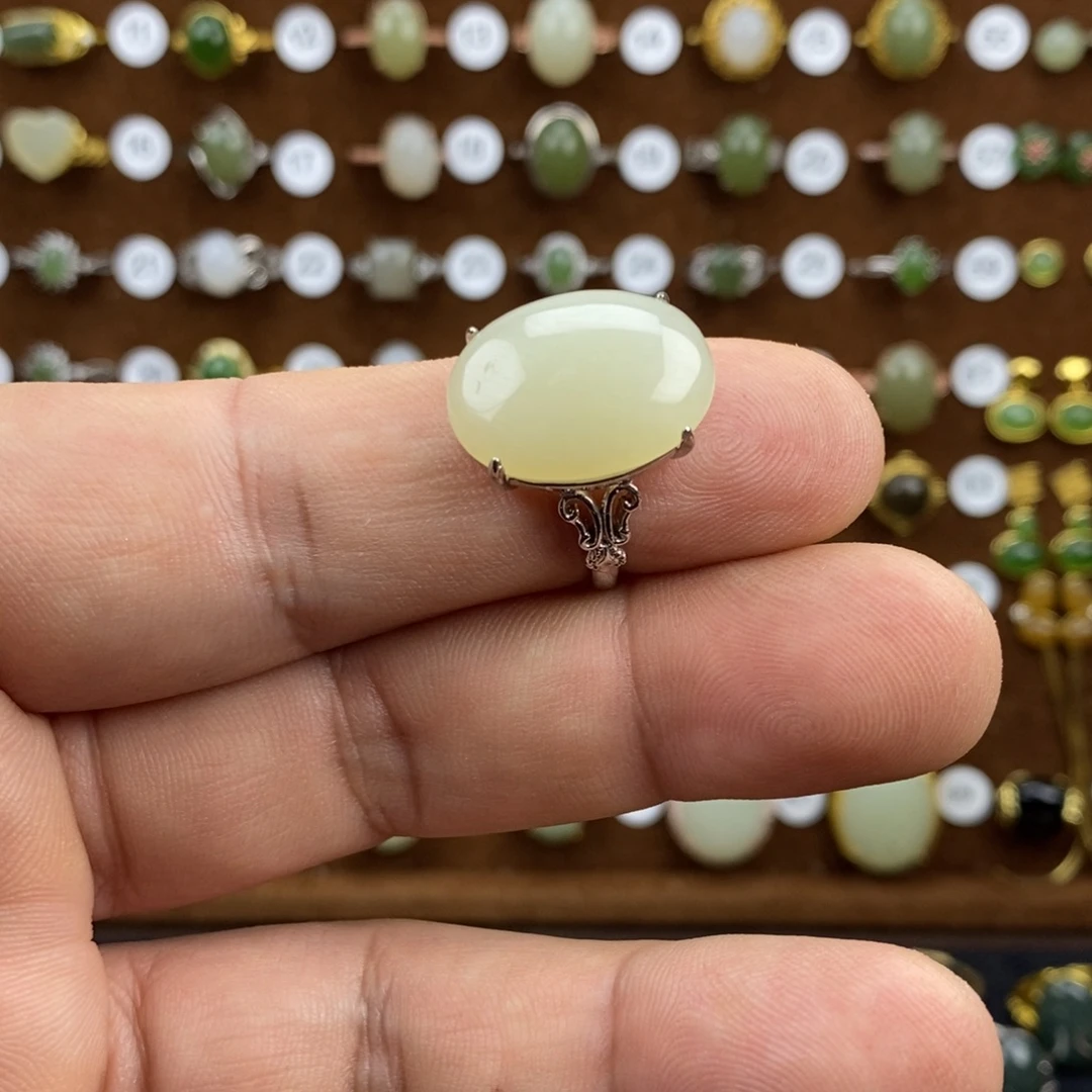 和田玉（青白玉）合金戒指