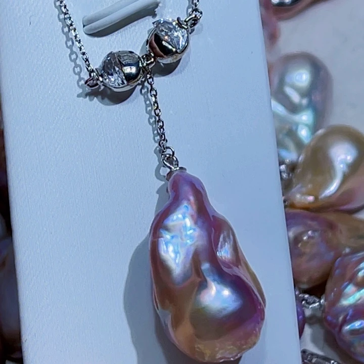 淡水珍珠银S925镶嵌颈饰