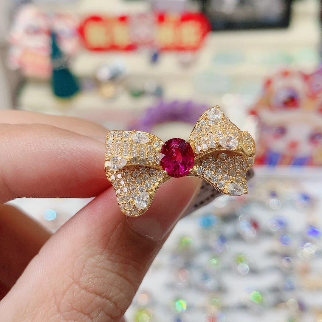 碧玺戒指戒指银S925镶嵌