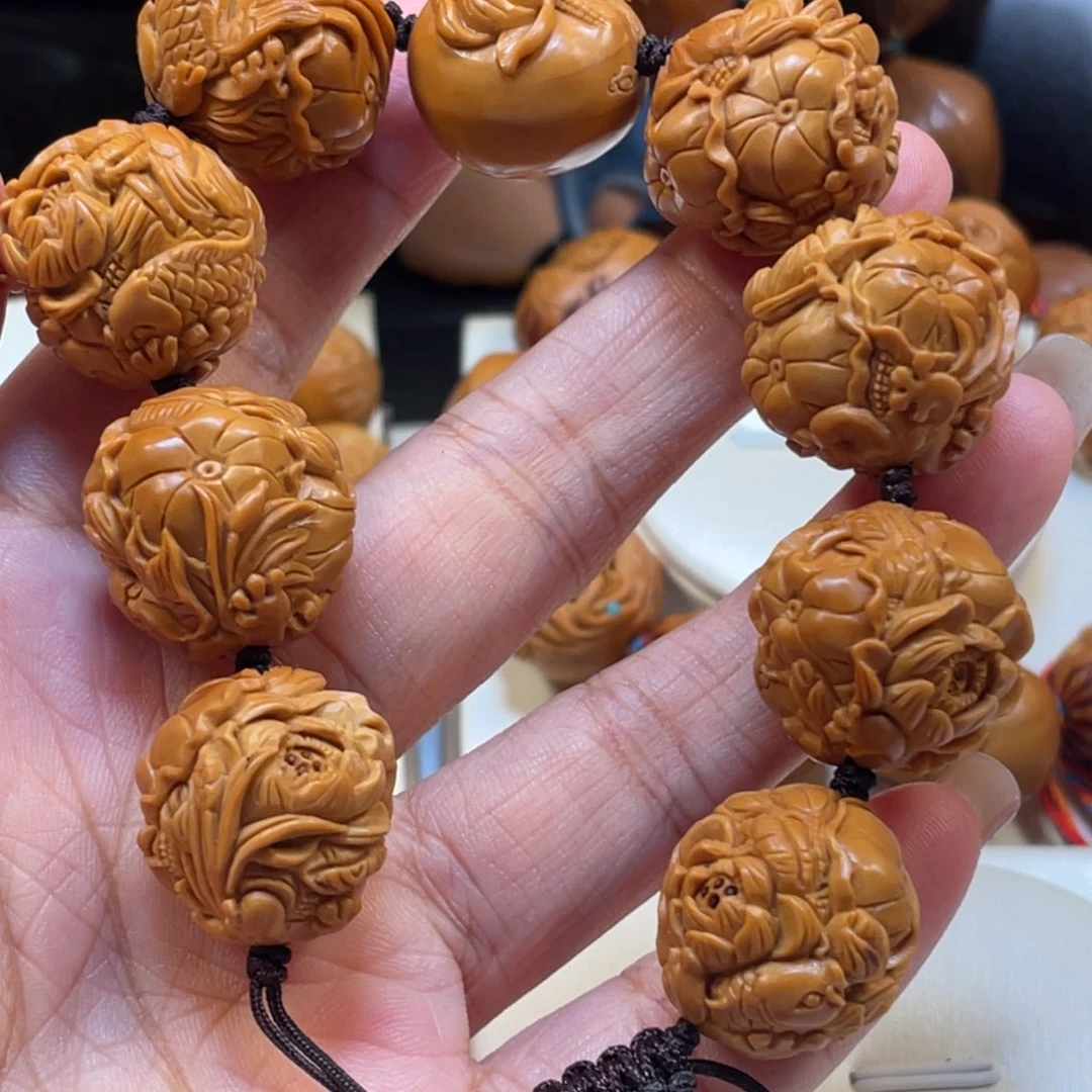 荷花鱼橄榄核手串21