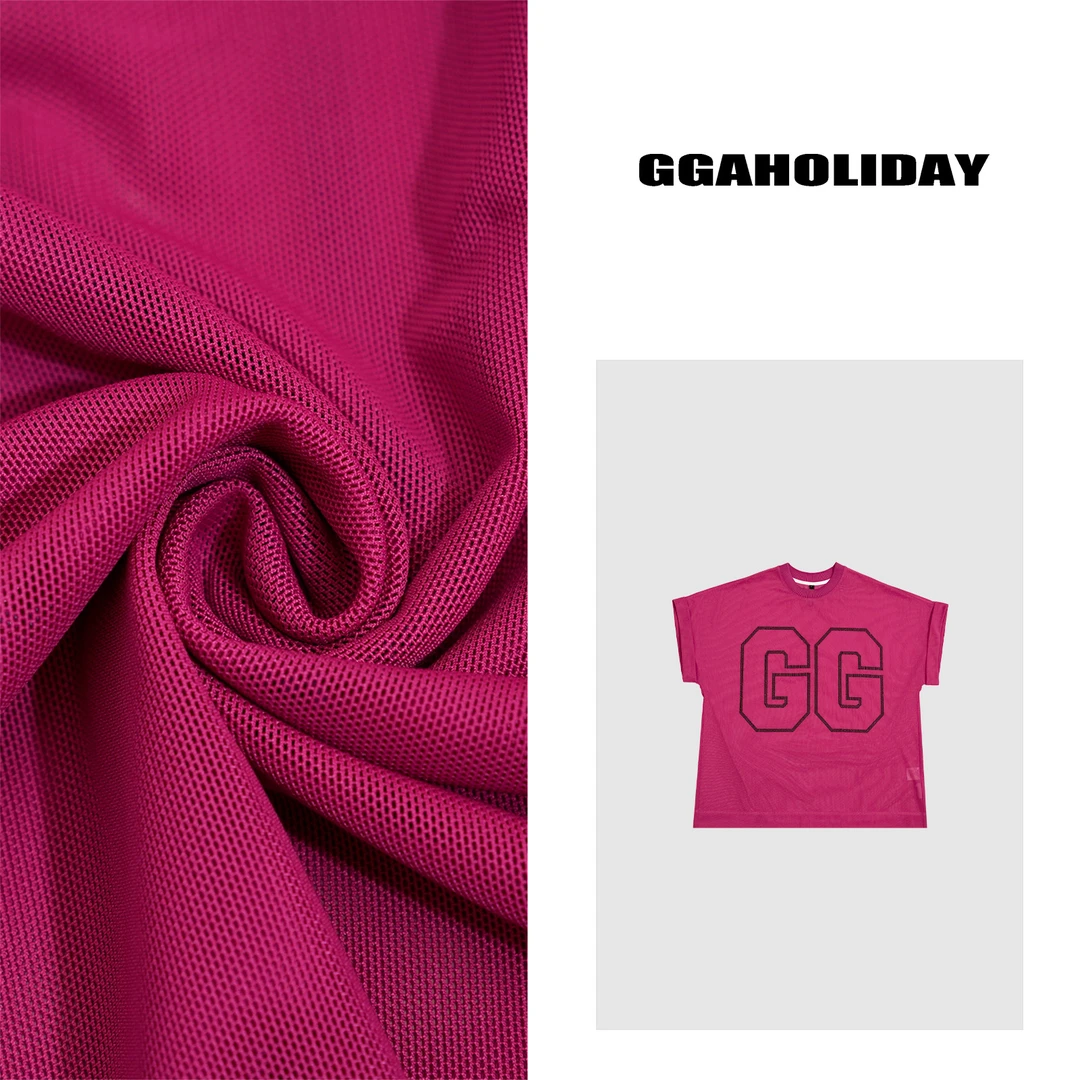 GGAHOLIDAY夏季新款时尚宽松运动休闲透气网孔百搭显瘦T恤-152094