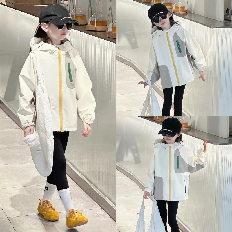 女童超好看韩系外套2025新款女孩春秋三防冲锋衣大童早秋户外风衣
