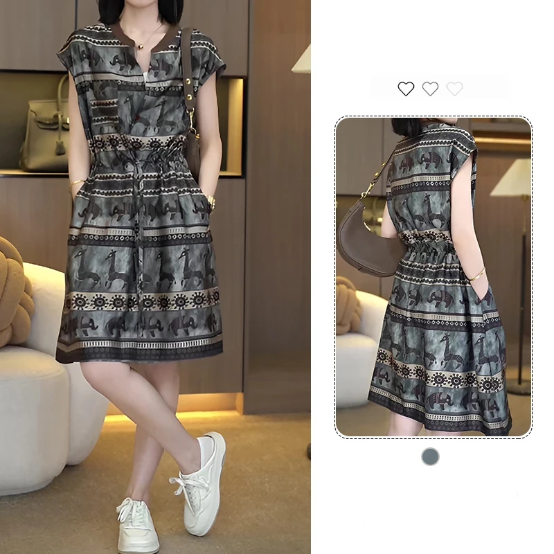 民族风小众气质连衣裙女2025夏季流行单品新款长裙简单大方的裙子