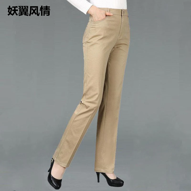 卡其色牛仔裤女秋冬新款高腰显瘦宽松休蓝小个子黑色直筒牛仔裤