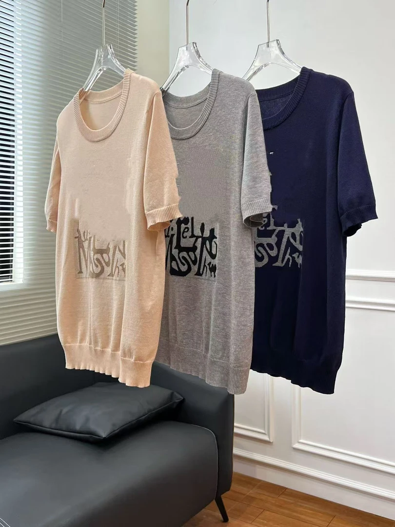 新款字母印花针织套头短袖