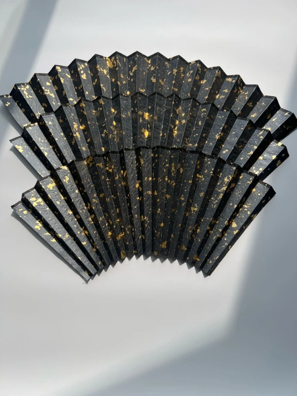 折扇黑色粗洒金扇面传统工艺高端扇子扇面