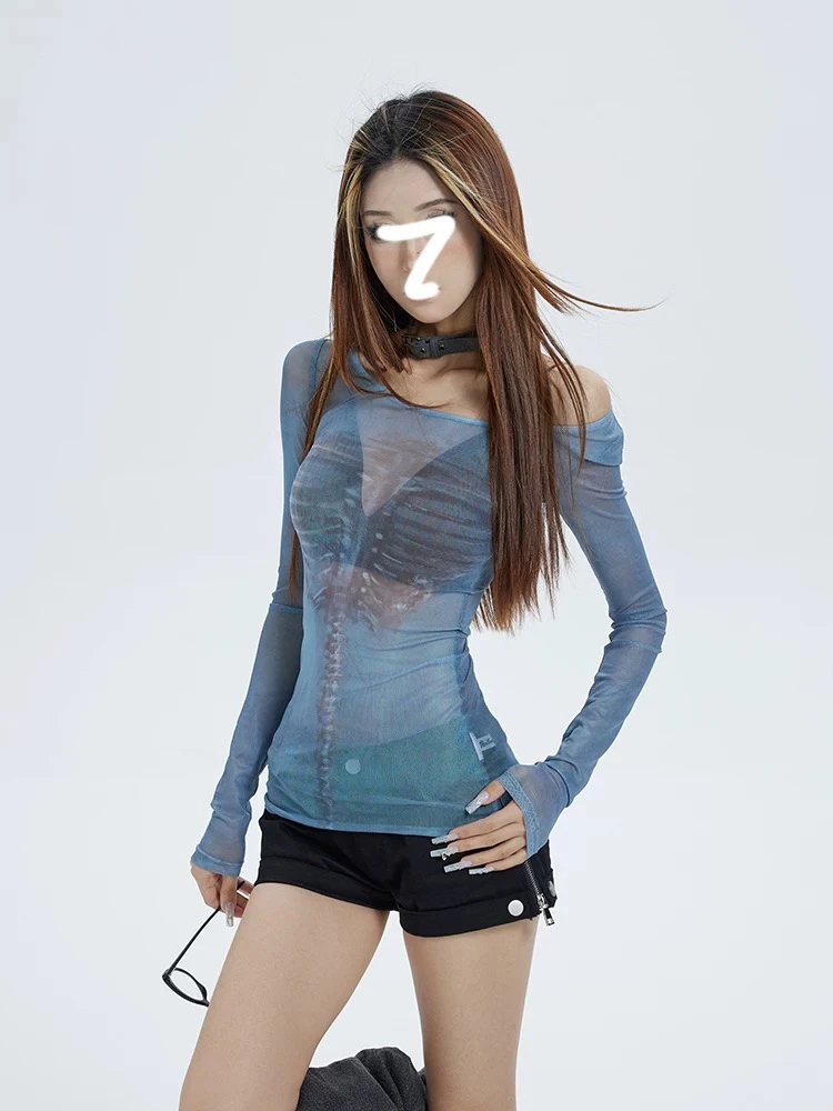 网纱打底衣 鱼骨晕染