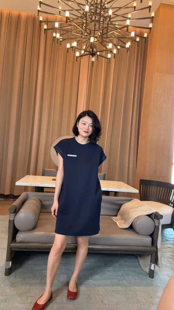 TANTAN 显瘦百搭简约女士夏季短款连衣裙1378