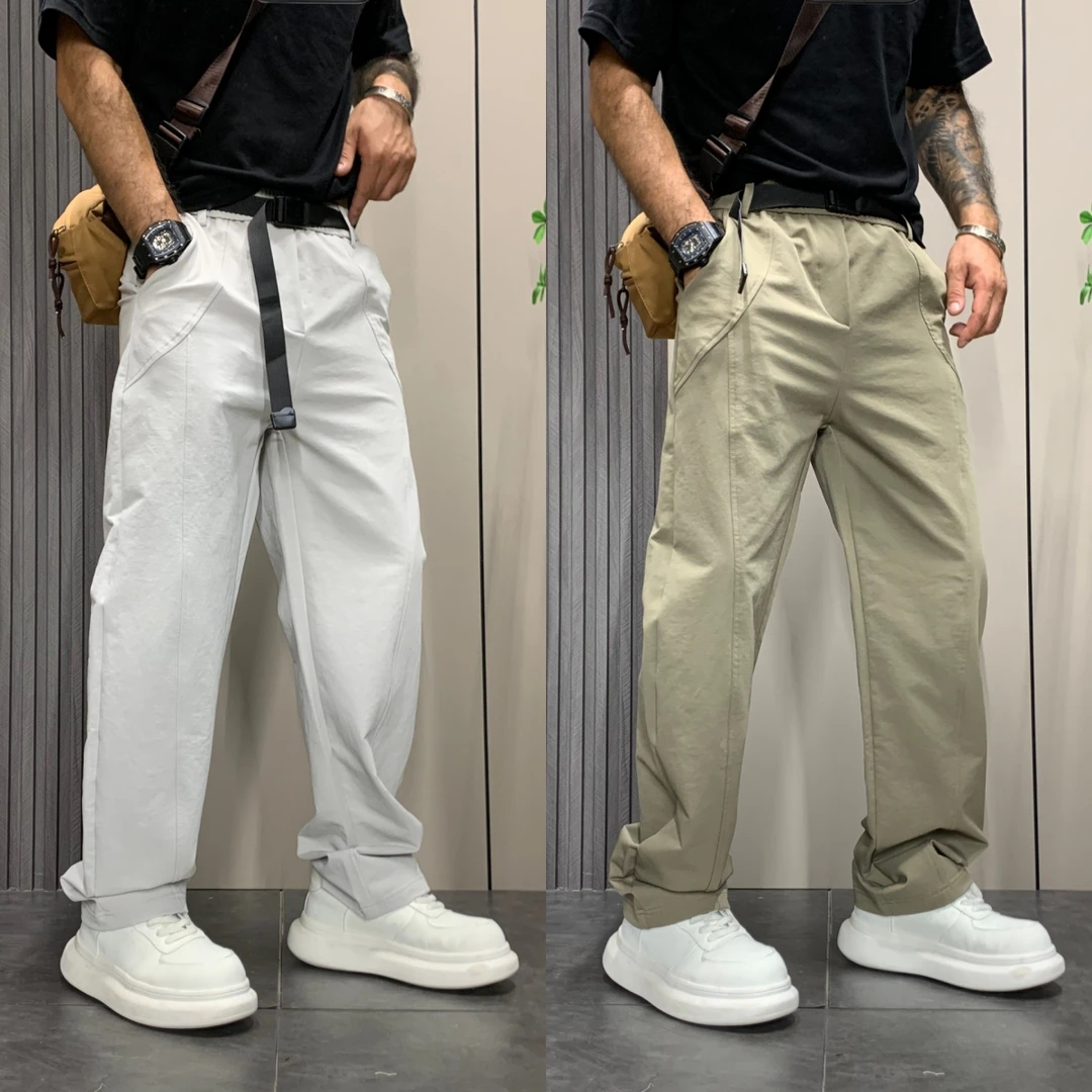 2025秋季新款设计感休闲弯刀裤男潮牌百搭宽松直筒舒适透气休闲裤