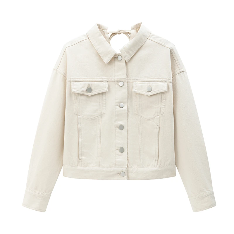 中和休闲 女装牛仔外套秋季复古港风深蓝色短款开衫夹克G6123790