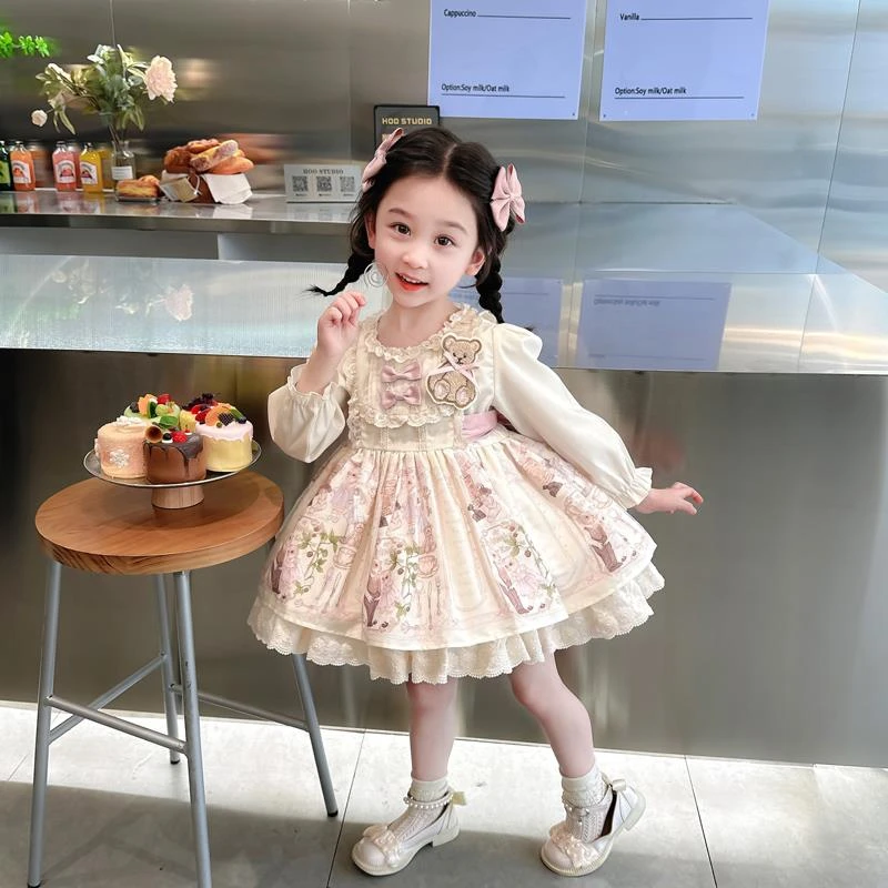 FAVMARTHA罗莉塔女童公主裙春装2025新款洋派儿童春秋洋装小女孩
