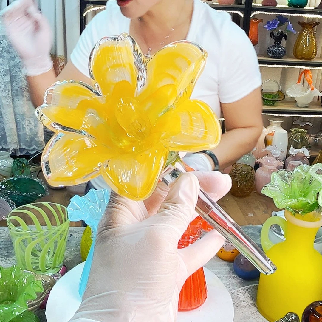 琉璃断杆花头家悦花器摆件福利