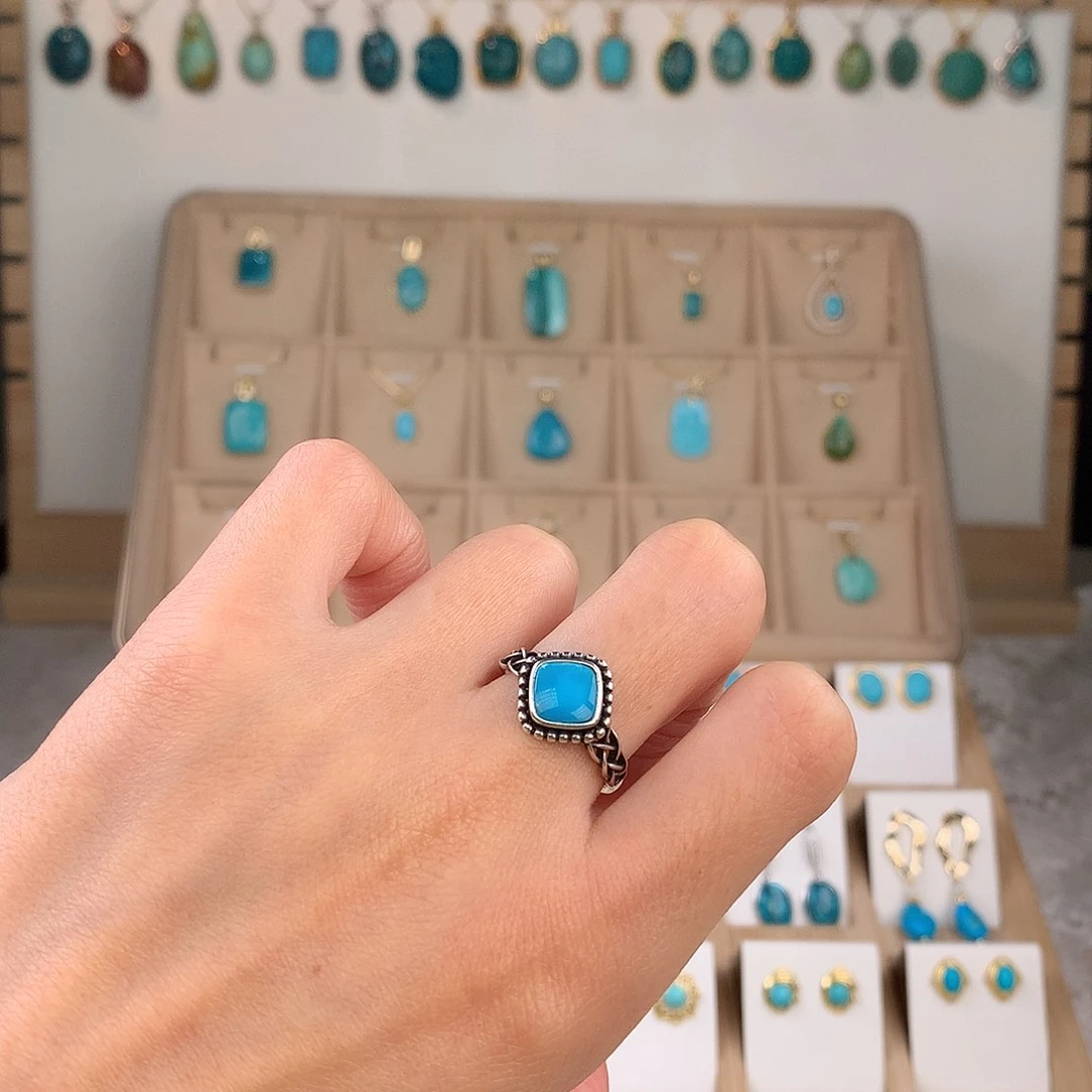 绿松石银S925镶嵌戒指