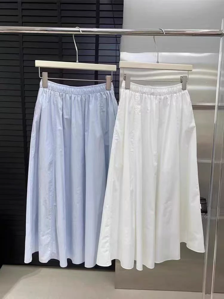 ZHANG&M1 韩系休闲松紧腰抽绳直筒宽松半身裙 880621