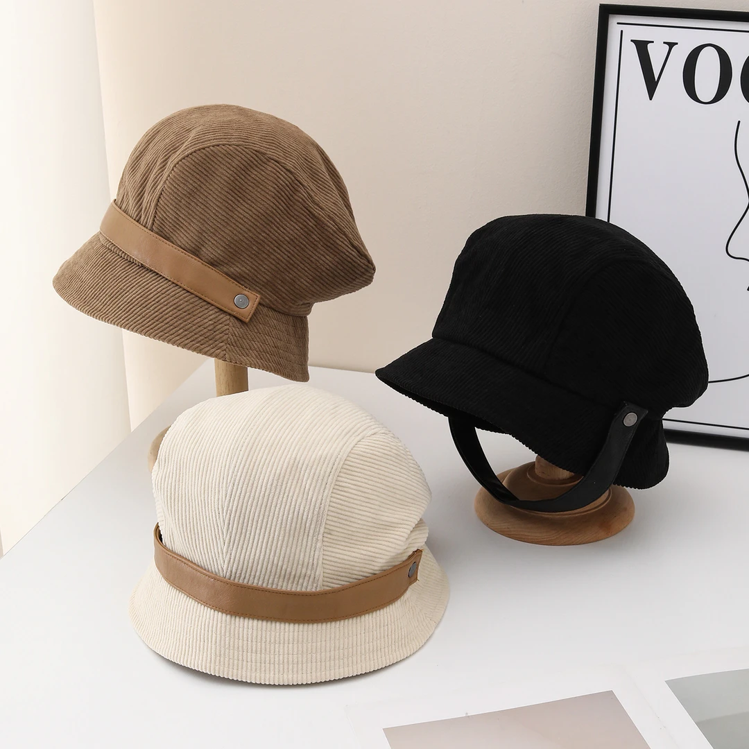 礼帽秋冬百搭渔夫帽日式大檐帽子盆帽水桶帽毛呢文艺六种戴法