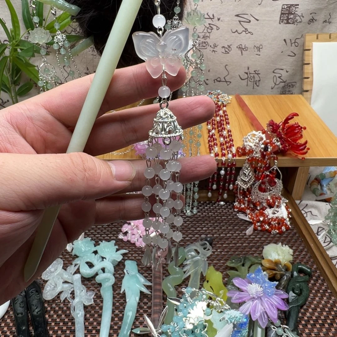 蛇纹石玉合金发饰