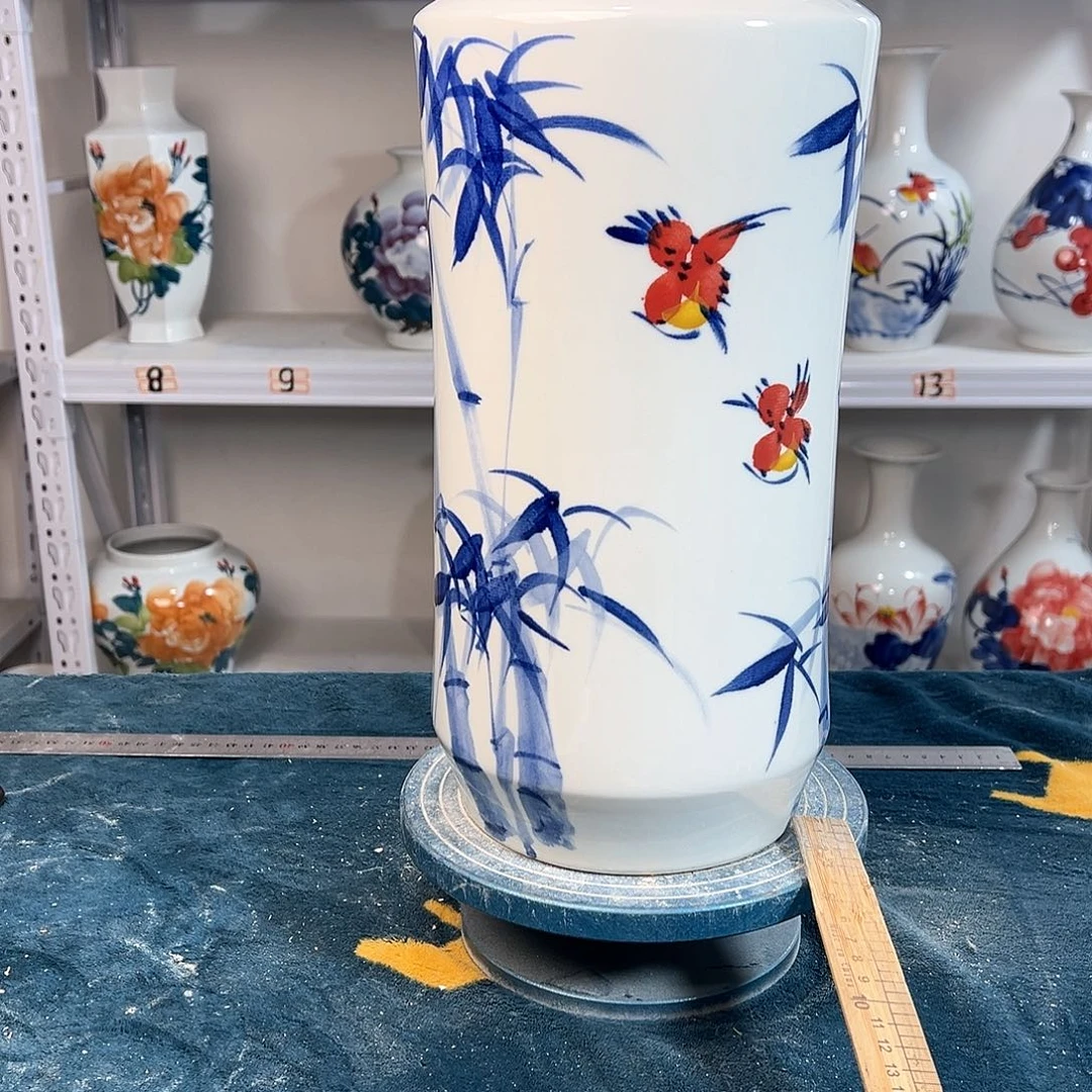 摆件景德镇陶瓷书竹鸟