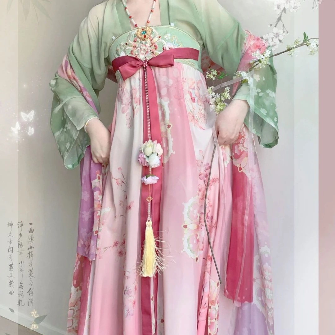 新款春枝语原创汉服超仙气女春夏款唐制齐胸襦裙日常款中国风套装