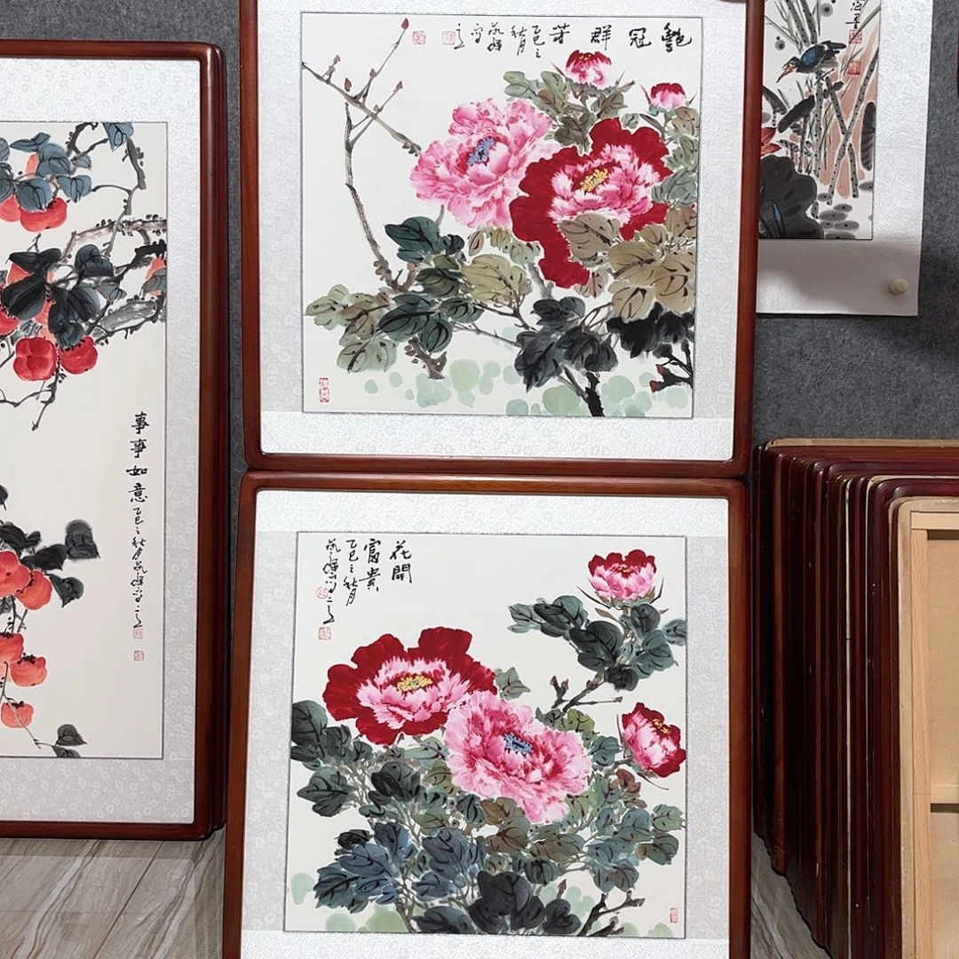 国画书画作品带框63×63