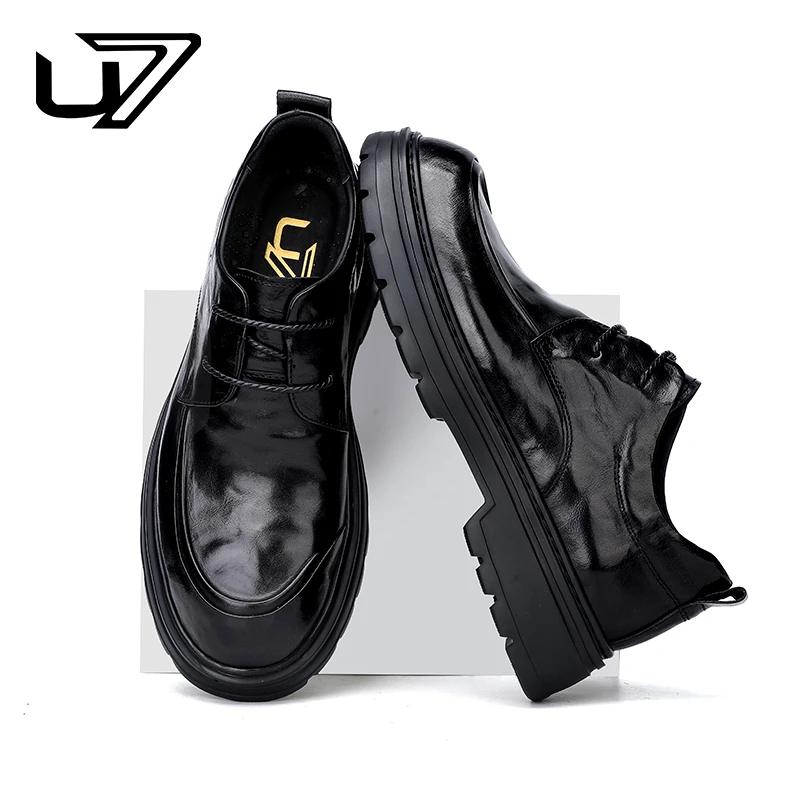 U7品牌男鞋 好鞋相伴 秋季新款商务休闲系带百搭真皮皮鞋2024709