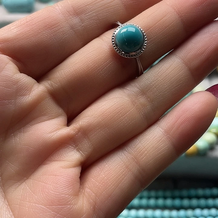 绿松石银S925镶嵌戒指