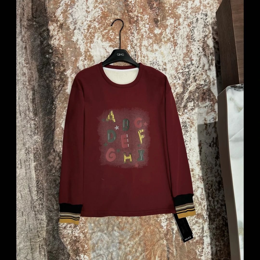 QIMO启茉（A3069#英文字母卫衣（加绒）