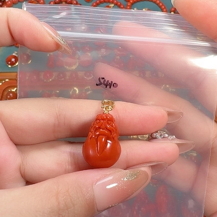 南红玛瑙银S925镶嵌吊坠